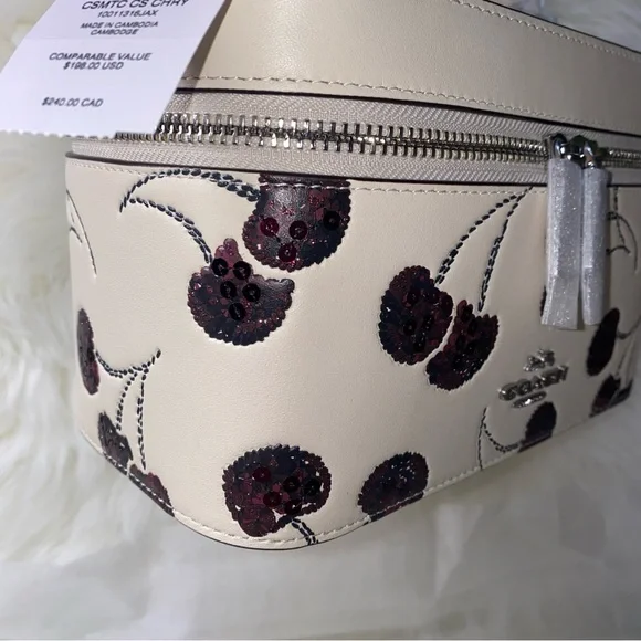 Coach leather Cosmetic Case With Cherry Print New with tags - Picture 4 of 14